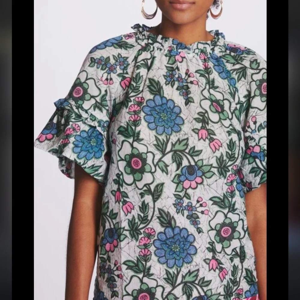 Anthropologie Banjanan Marie Ruffled Floral Print Blouse Top XS